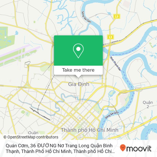 Bản đồ Quán Cơm, 36 ĐƯỜNG Nơ Trang Long Quận Bình Thạnh, Thành Phố Hồ Chí Minh