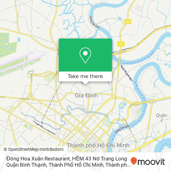 Bản đồ Đông Hoa Xuân Restaurant, HẺM 43 Nơ Trang Long Quận Bình Thạnh, Thành Phố Hồ Chí Minh