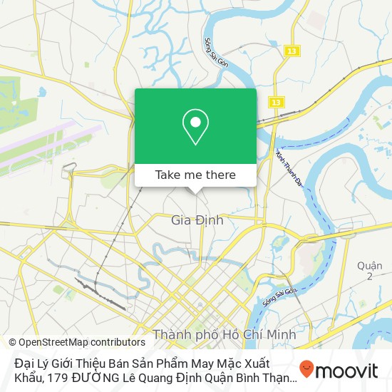 Bản đồ Đại Lý Giới Thiệu Bán Sản Phẩm May Mặc Xuất Khẩu, 179 ĐƯỜNG Lê Quang Định Quận Bình Thạnh, Thành Phố Hồ Chí Minh