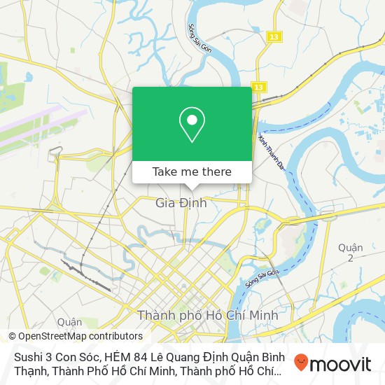 Bản đồ Sushi 3 Con Sóc, HẺM 84 Lê Quang Định Quận Bình Thạnh, Thành Phố Hồ Chí Minh
