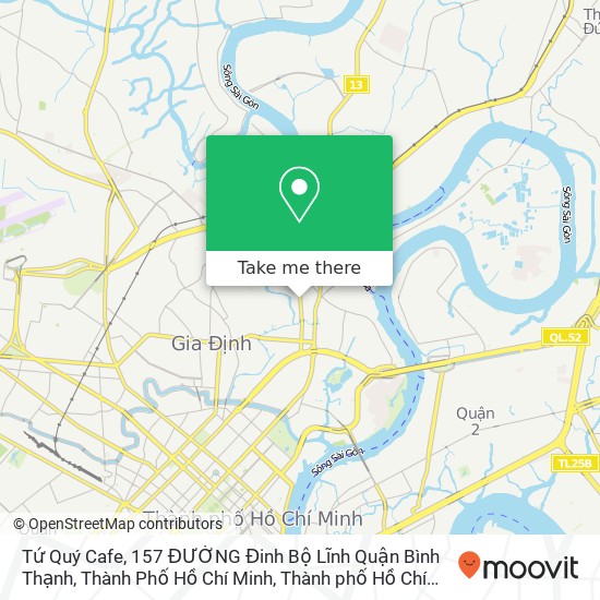 Bản đồ Tứ Quý Cafe, 157 ĐƯỜNG Đinh Bộ Lĩnh Quận Bình Thạnh, Thành Phố Hồ Chí Minh
