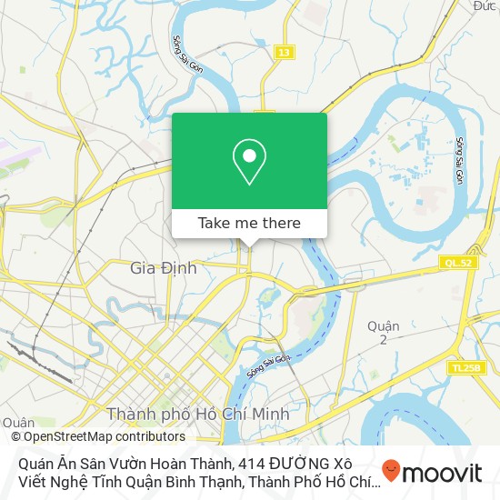 Bản đồ Quán Ăn Sân Vườn Hoàn Thành, 414 ĐƯỜNG Xô Viết Nghệ Tĩnh Quận Bình Thạnh, Thành Phố Hồ Chí Minh