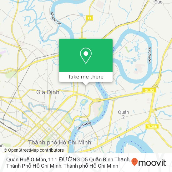 Bản đồ Quán Huế O Mân, 111 ĐƯỜNG D5 Quận Bình Thạnh, Thành Phố Hồ Chí Minh