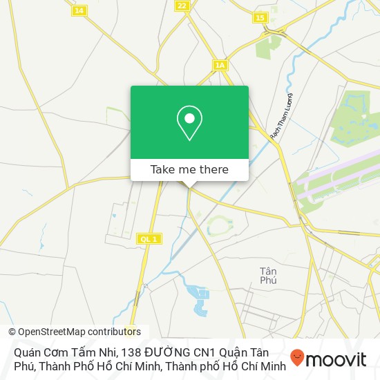 Bản đồ Quán Cơm Tấm Nhi, 138 ĐƯỜNG CN1 Quận Tân Phú, Thành Phố Hồ Chí Minh