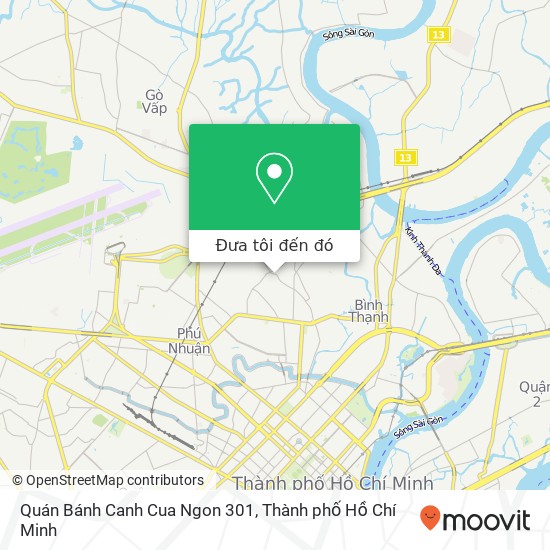 Bản đồ Quán Bánh Canh Cua Ngon 301, 301 ĐƯỜNG Lê Quang Định Quận Bình Thạnh, Thành Phố Hồ Chí Minh