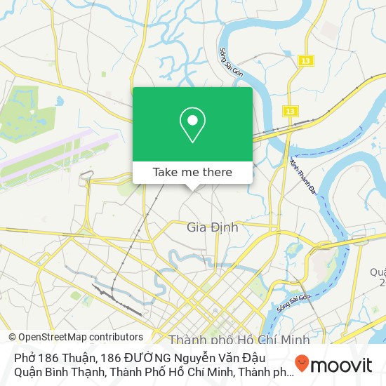 Bản đồ Phở 186 Thuận, 186 ĐƯỜNG Nguyễn Văn Đậu Quận Bình Thạnh, Thành Phố Hồ Chí Minh