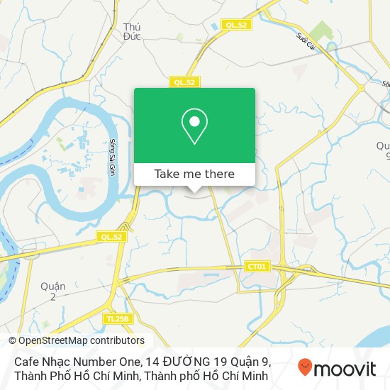 Bản đồ Cafe Nhạc Number One, 14 ĐƯỜNG 19 Quận 9, Thành Phố Hồ Chí Minh