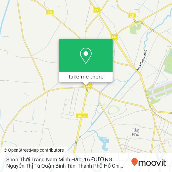 Bản đồ Shop Thời Trang Nam Minh Hảo, 16 ĐƯỜNG Nguyễn Thị Tú Quận Bình Tân, Thành Phố Hồ Chí Minh