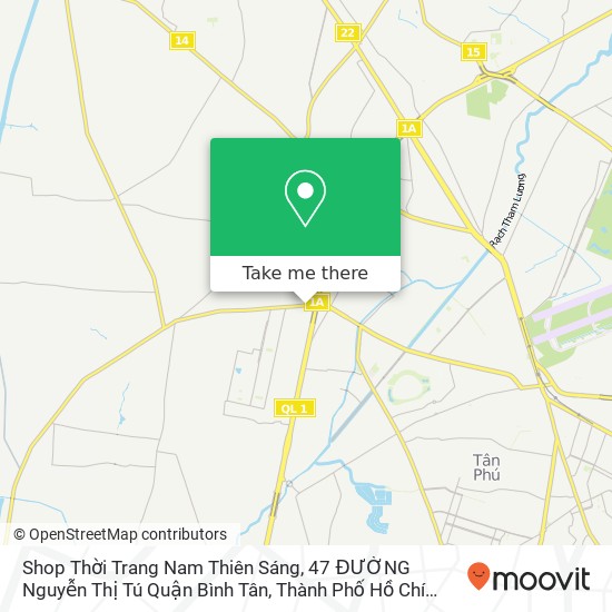 Bản đồ Shop Thời Trang Nam Thiên Sáng, 47 ĐƯỜNG Nguyễn Thị Tú Quận Bình Tân, Thành Phố Hồ Chí Minh