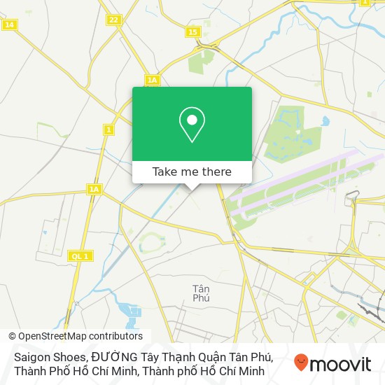 Bản đồ Saigon Shoes, ĐƯỜNG Tây Thạnh Quận Tân Phú, Thành Phố Hồ Chí Minh