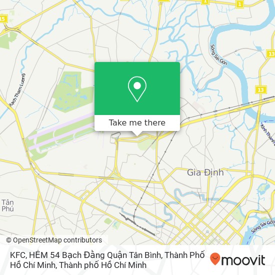 Bản đồ KFC, HẺM 54 Bạch Đằng Quận Tân Bình, Thành Phố Hồ Chí Minh