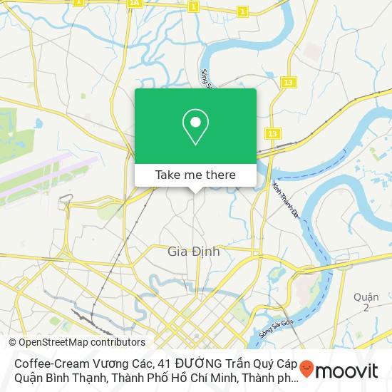 Bản đồ Coffee-Cream Vương Các, 41 ĐƯỜNG Trần Quý Cáp Quận Bình Thạnh, Thành Phố Hồ Chí Minh