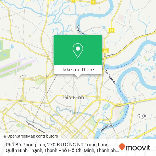 Bản đồ Phở Bò Phong Lan, 270 ĐƯỜNG Nơ Trang Long Quận Bình Thạnh, Thành Phố Hồ Chí Minh