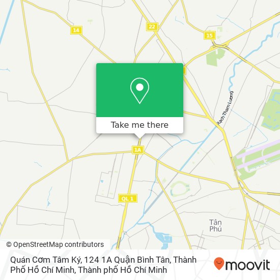 Bản đồ Quán Cơm Tâm Ký, 124 1A Quận Bình Tân, Thành Phố Hồ Chí Minh
