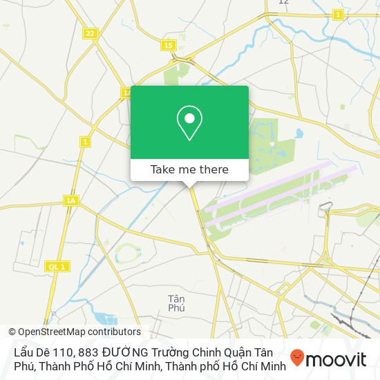 Bản đồ Lẩu Dê 110, 883 ĐƯỜNG Trường Chinh Quận Tân Phú, Thành Phố Hồ Chí Minh