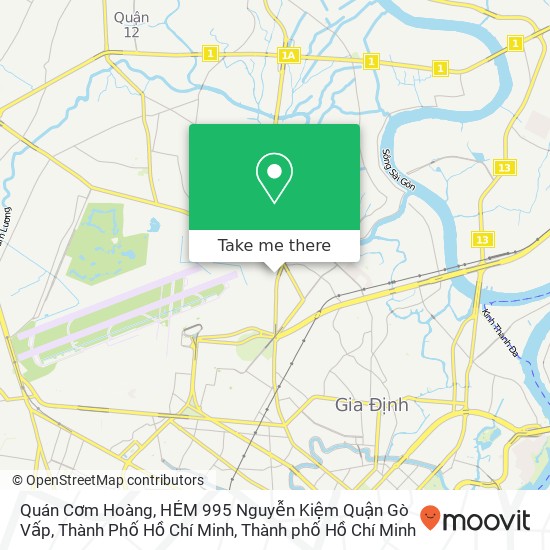 Bản đồ Quán Cơm Hoàng, HẺM 995 Nguyễn Kiệm Quận Gò Vấp, Thành Phố Hồ Chí Minh