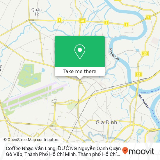 Bản đồ Coffee Nhạc Văn Lang, ĐƯỜNG Nguyễn Oanh Quận Gò Vấp, Thành Phố Hồ Chí Minh