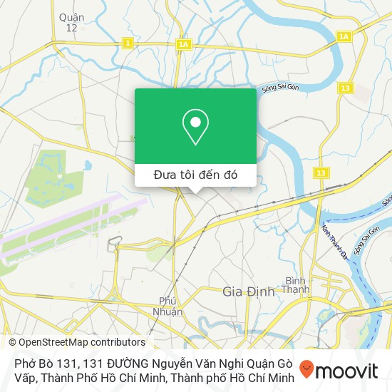 Bản đồ Phở Bò 131, 131 ĐƯỜNG Nguyễn Văn Nghi Quận Gò Vấp, Thành Phố Hồ Chí Minh