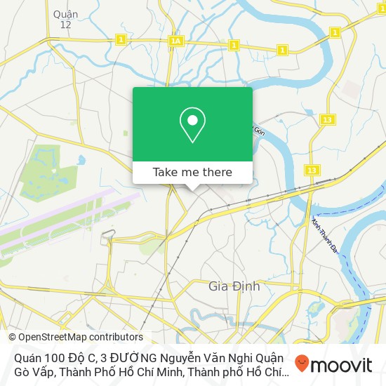 Bản đồ Quán 100 Độ C, 3 ĐƯỜNG Nguyễn Văn Nghi Quận Gò Vấp, Thành Phố Hồ Chí Minh