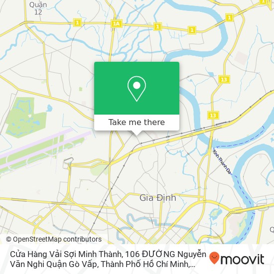 Bản đồ Cửa Hàng Vải Sợi Minh Thành, 106 ĐƯỜNG Nguyễn Văn Nghi Quận Gò Vấp, Thành Phố Hồ Chí Minh