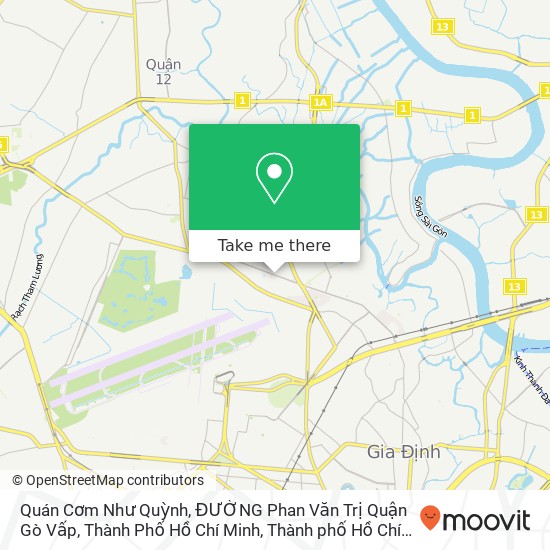 Bản đồ Quán Cơm Như Quỳnh, ĐƯỜNG Phan Văn Trị Quận Gò Vấp, Thành Phố Hồ Chí Minh