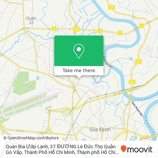 Bản đồ Quán Bia Ướp Lạnh, 37 ĐƯỜNG Lê Đức Thọ Quận Gò Vấp, Thành Phố Hồ Chí Minh
