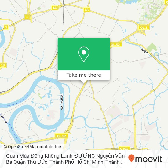 Bản đồ Quán Mùa Đông Không Lạnh, ĐƯỜNG Nguyễn Văn Bá Quận Thủ Đức, Thành Phố Hồ Chí Minh