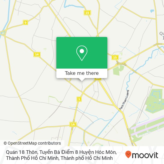Bản đồ Quán 18 Thôn, Tuyến Bà Điểm 8 Huyện Hóc Môn, Thành Phố Hồ Chí Minh