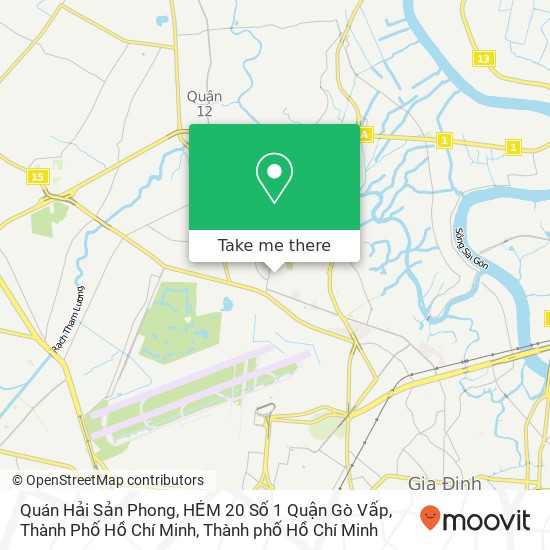 Bản đồ Quán Hải Sản Phong, HẺM 20 Số 1 Quận Gò Vấp, Thành Phố Hồ Chí Minh