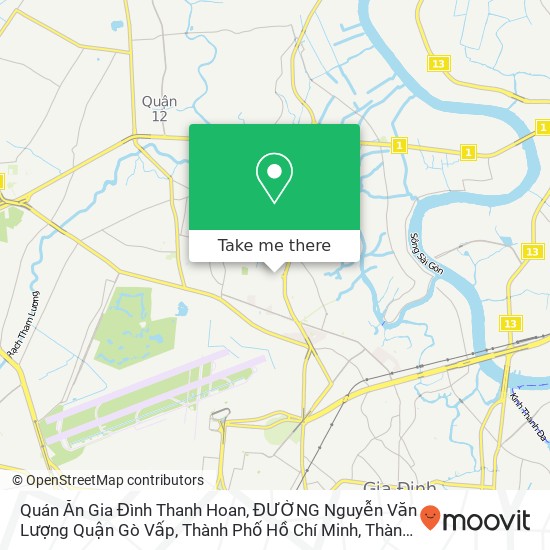 Bản đồ Quán Ăn Gia Đình Thanh Hoan, ĐƯỜNG Nguyễn Văn Lượng Quận Gò Vấp, Thành Phố Hồ Chí Minh