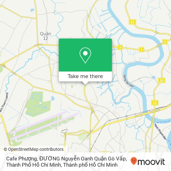 Bản đồ Cafe Phượng, ĐƯỜNG Nguyễn Oanh Quận Gò Vấp, Thành Phố Hồ Chí Minh