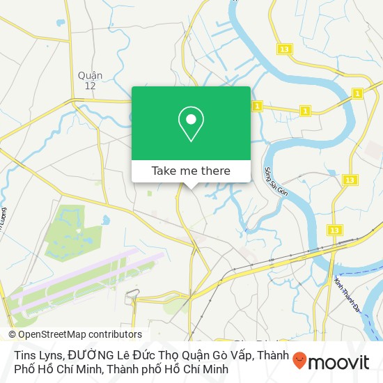 Bản đồ Tins Lyns, ĐƯỜNG Lê Đức Thọ Quận Gò Vấp, Thành Phố Hồ Chí Minh