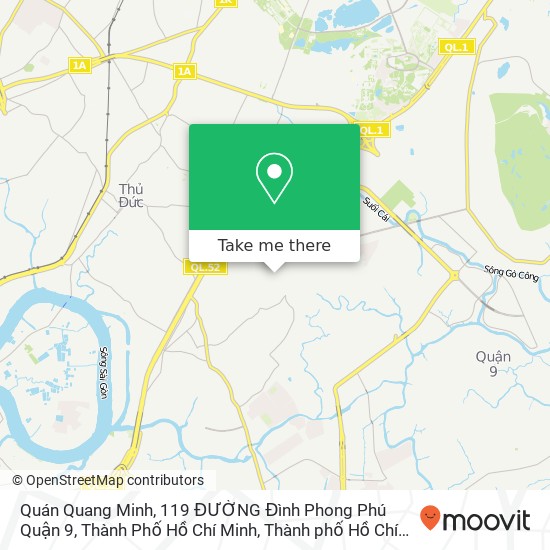 Bản đồ Quán Quang Minh, 119 ĐƯỜNG Đình Phong Phú Quận 9, Thành Phố Hồ Chí Minh