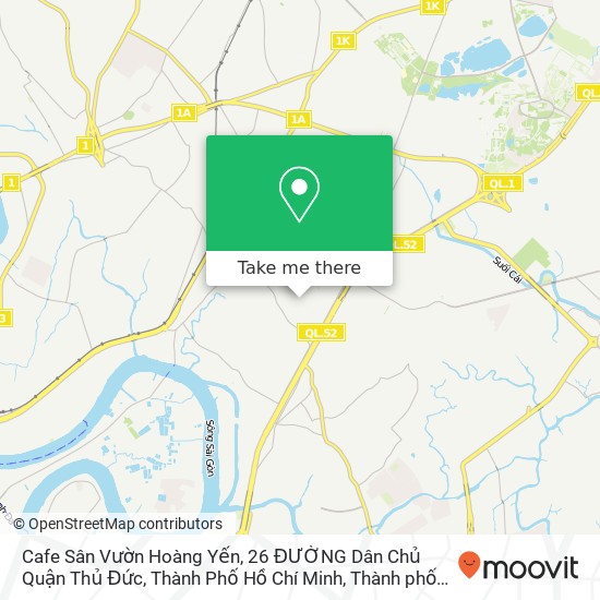 Bản đồ Cafe Sân Vườn Hoàng Yến, 26 ĐƯỜNG Dân Chủ Quận Thủ Đức, Thành Phố Hồ Chí Minh
