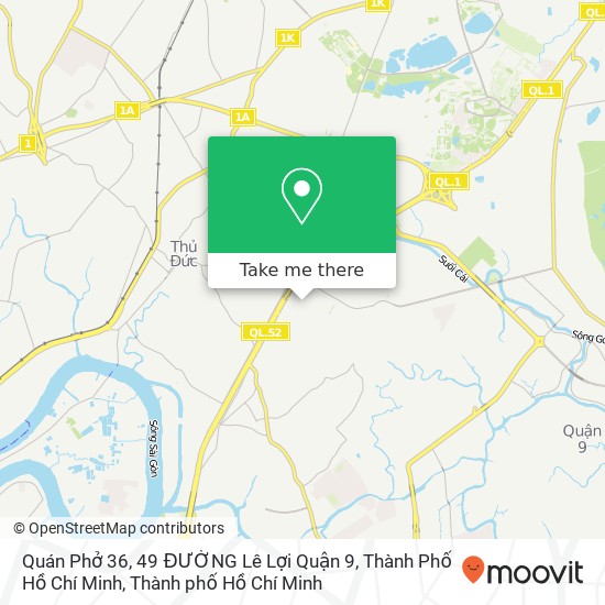 Bản đồ Quán Phở 36, 49 ĐƯỜNG Lê Lợi Quận 9, Thành Phố Hồ Chí Minh