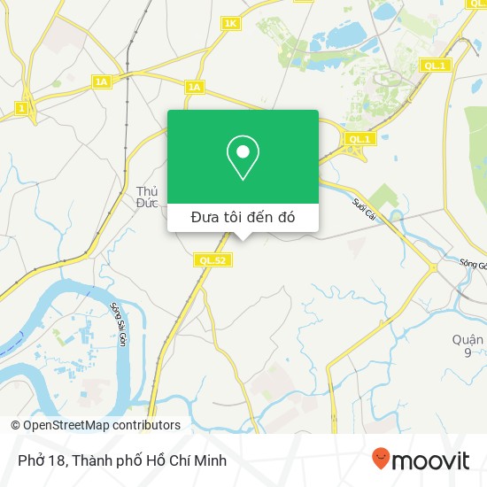 Bản đồ Phở 18, 18 ĐƯỜNG Cô Giang Quận 9, Thành Phố Hồ Chí Minh