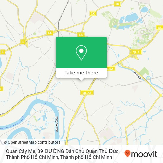 Bản đồ Quán Cây Me, 39 ĐƯỜNG Dân Chủ Quận Thủ Đức, Thành Phố Hồ Chí Minh