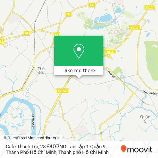 Bản đồ Cafe Thanh Trà, 28 ĐƯỜNG Tân Lập 1 Quận 9, Thành Phố Hồ Chí Minh