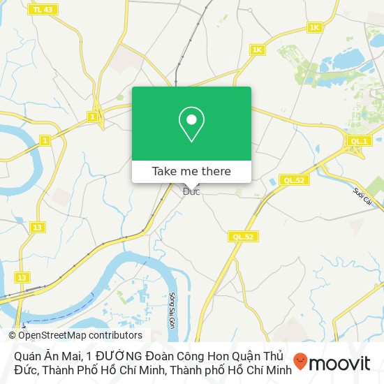 Bản đồ Quán Ăn Mai, 1 ĐƯỜNG Đoàn Công Hon Quận Thủ Đức, Thành Phố Hồ Chí Minh