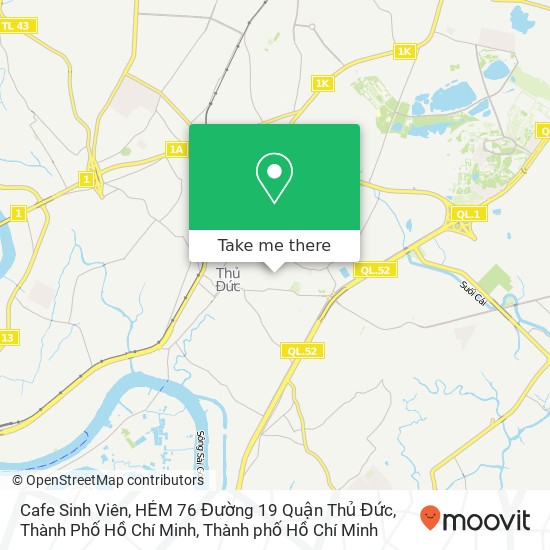Bản đồ Cafe Sinh Viên, HẺM 76 Đường 19 Quận Thủ Đức, Thành Phố Hồ Chí Minh