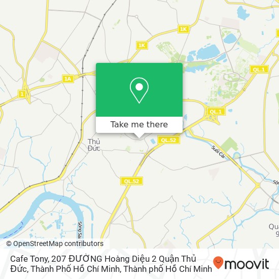 Bản đồ Cafe Tony, 207 ĐƯỜNG Hoàng Diệu 2 Quận Thủ Đức, Thành Phố Hồ Chí Minh
