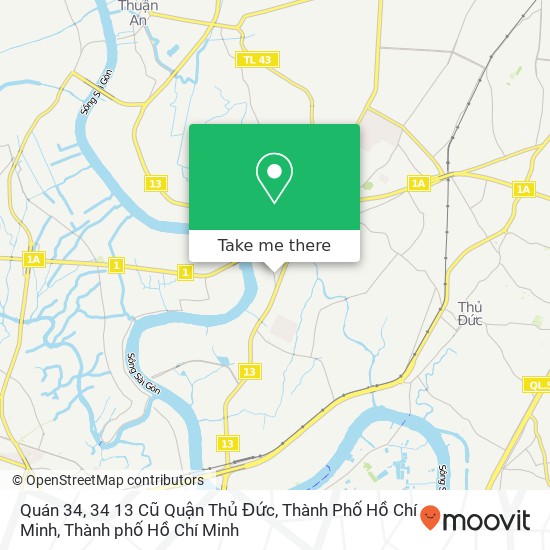 Bản đồ Quán 34, 34 13 Cũ Quận Thủ Đức, Thành Phố Hồ Chí Minh