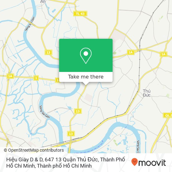 Bản đồ Hiệu Giày D & D, 647 13 Quận Thủ Đức, Thành Phố Hồ Chí Minh