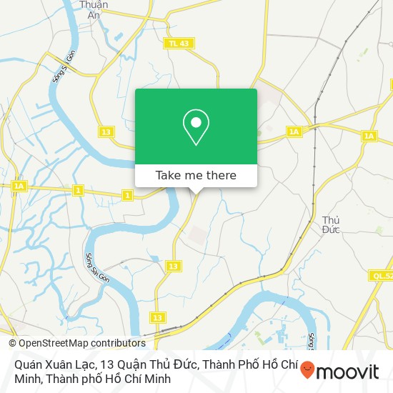 Bản đồ Quán Xuân Lạc, 13 Quận Thủ Đức, Thành Phố Hồ Chí Minh