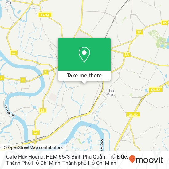 Bản đồ Cafe Huy Hoàng, HẺM 55 / 3 Bình Phú Quận Thủ Đức, Thành Phố Hồ Chí Minh