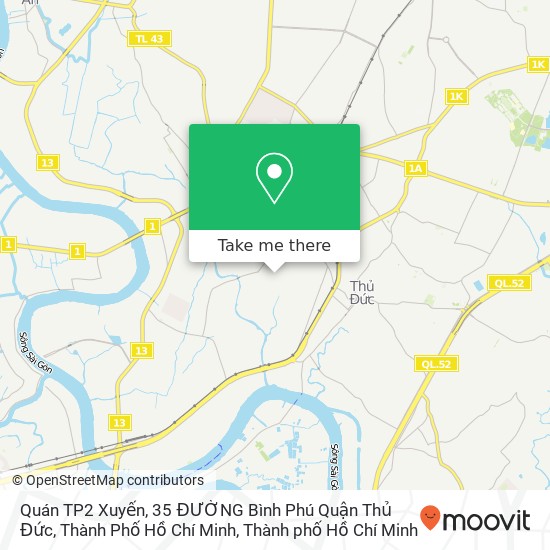 Bản đồ Quán TP2 Xuyến, 35 ĐƯỜNG Bình Phú Quận Thủ Đức, Thành Phố Hồ Chí Minh