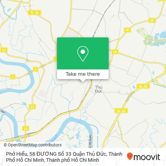 Bản đồ Phở Hiểu, 58 ĐƯỜNG Số 33 Quận Thủ Đức, Thành Phố Hồ Chí Minh