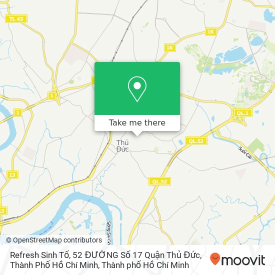 Bản đồ Refresh Sinh Tố, 52 ĐƯỜNG Số 17 Quận Thủ Đức, Thành Phố Hồ Chí Minh