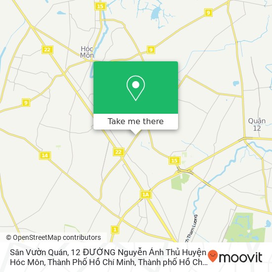 Bản đồ Sân Vườn Quán, 12 ĐƯỜNG Nguyễn Ảnh Thủ Huyện Hóc Môn, Thành Phố Hồ Chí Minh