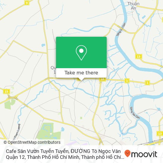 Bản đồ Cafe Sân Vườn Tuyền Tuyền, ĐƯỜNG Tô Ngọc Vân Quận 12, Thành Phố Hồ Chí Minh